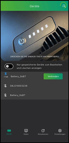 App Ansicht - Batterie auswählen
