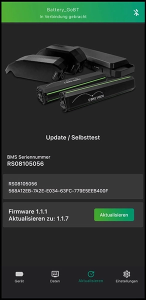 App Ansicht - Akku aktualisieren